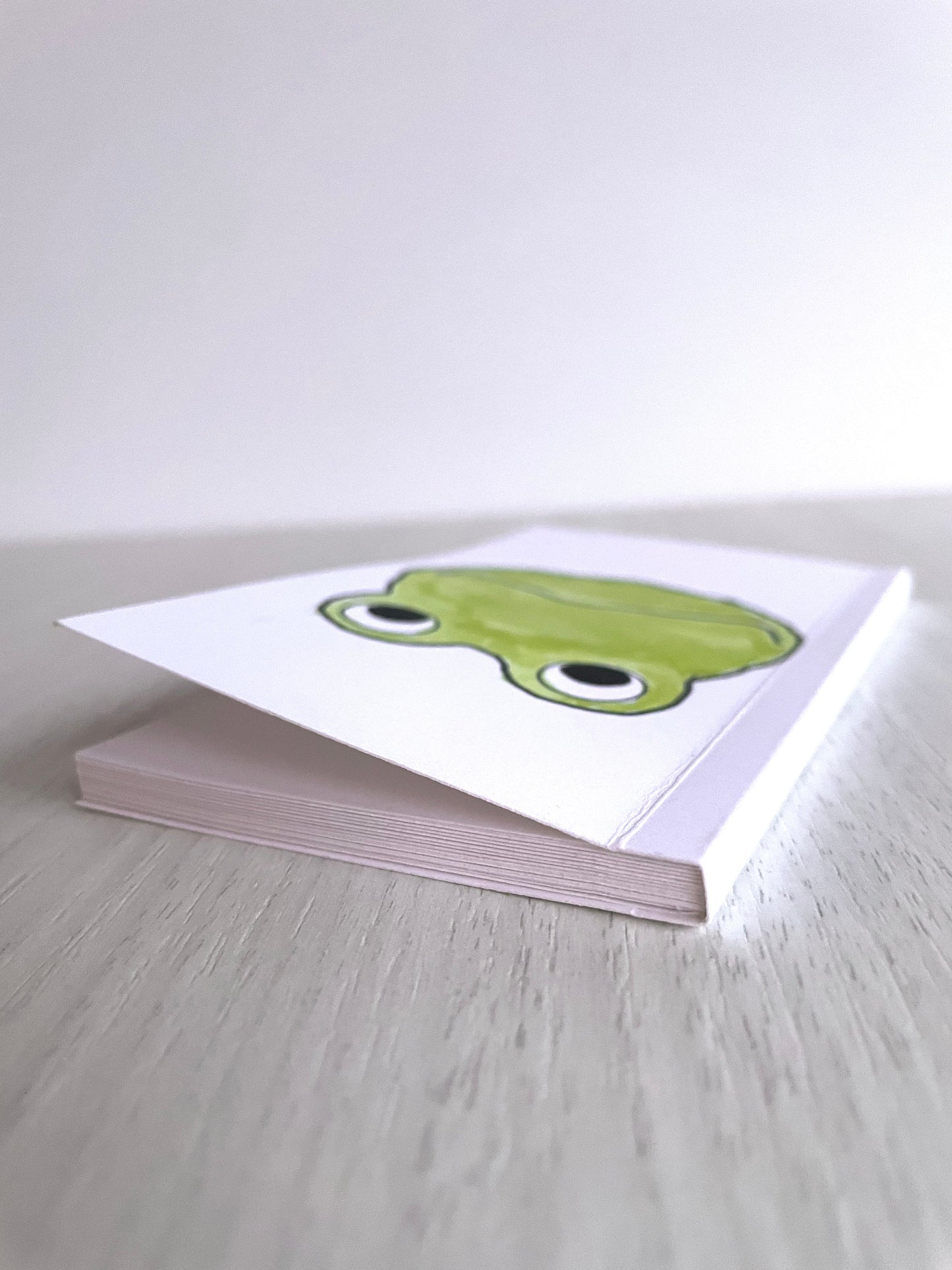 Handmade frog pocket notebook, original art journal diary, mini sketch pad, blank pages, read full description, cute gift, stocking stuffer.