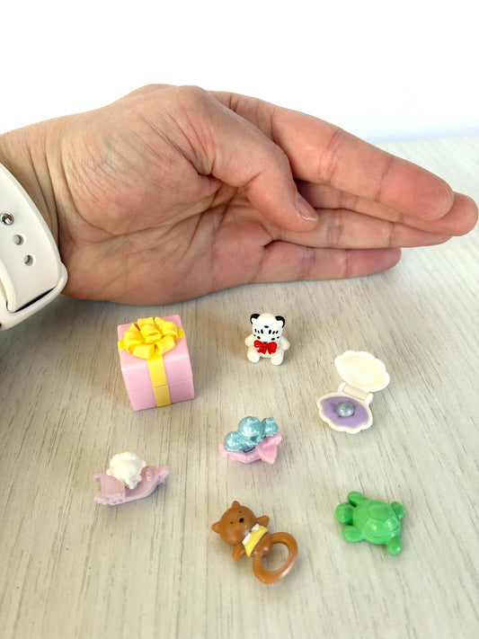 Miniature Calico Critters baby toys, stuffy, gift box, turtle, shell for Sylvanian babies, Calico Critters teddy bear