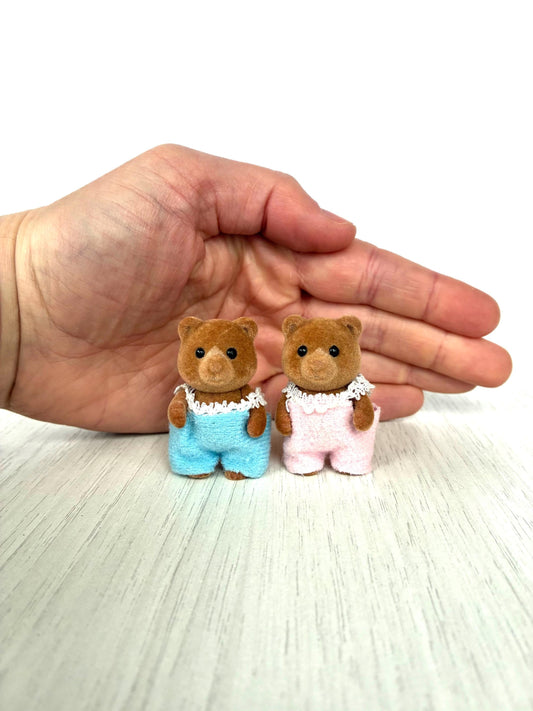 Vintage Sylvanian Families Marmalade Bear Babies, Brown Bears, Tear Drop Mouths — Calico Critters