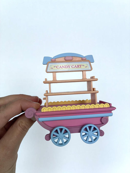 Calico Critters Sylvanian Families Candy Cart, option 1, pink and blue sweet cart with sign