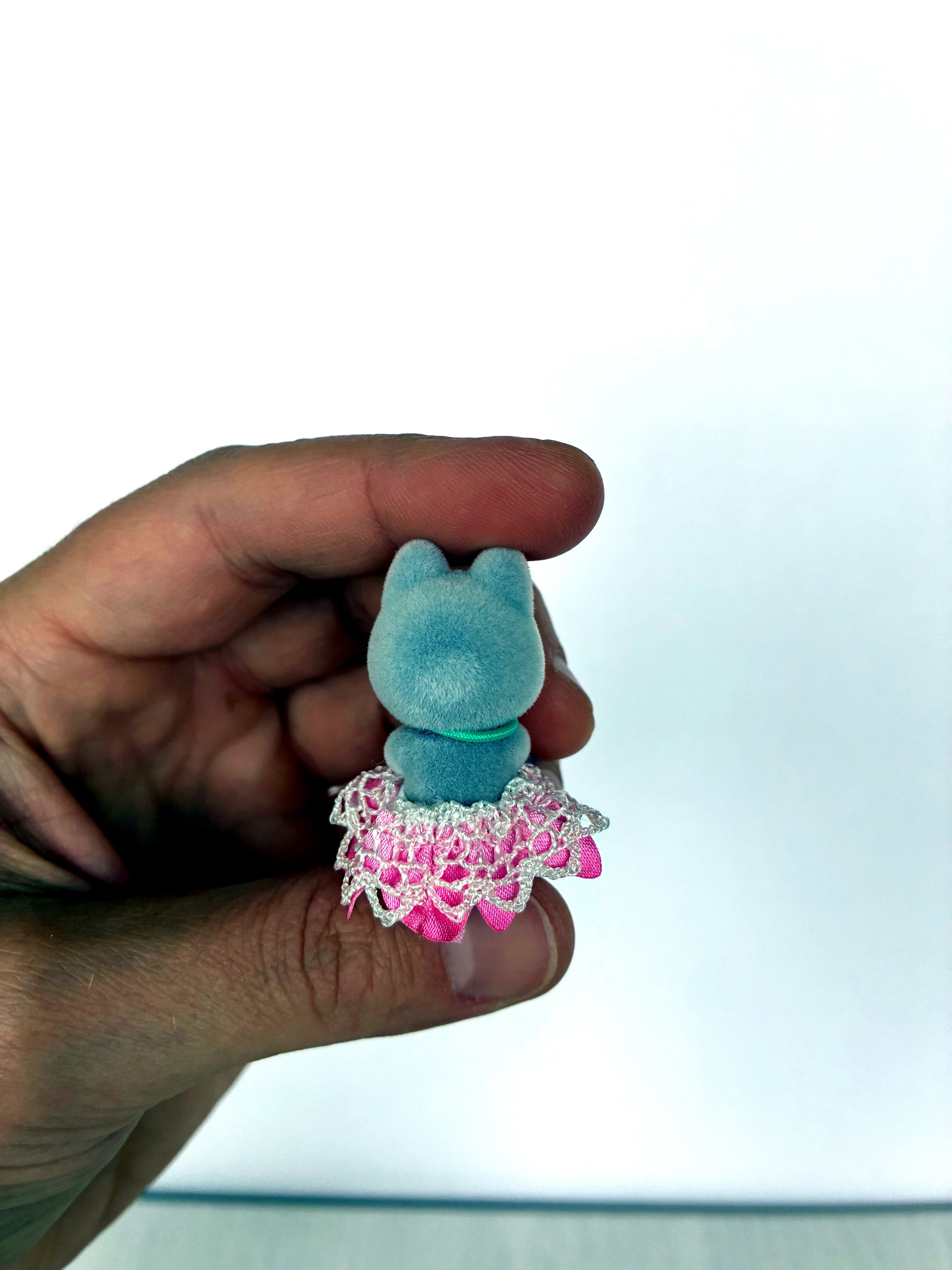 Back view of lace petal dress on Husky baby