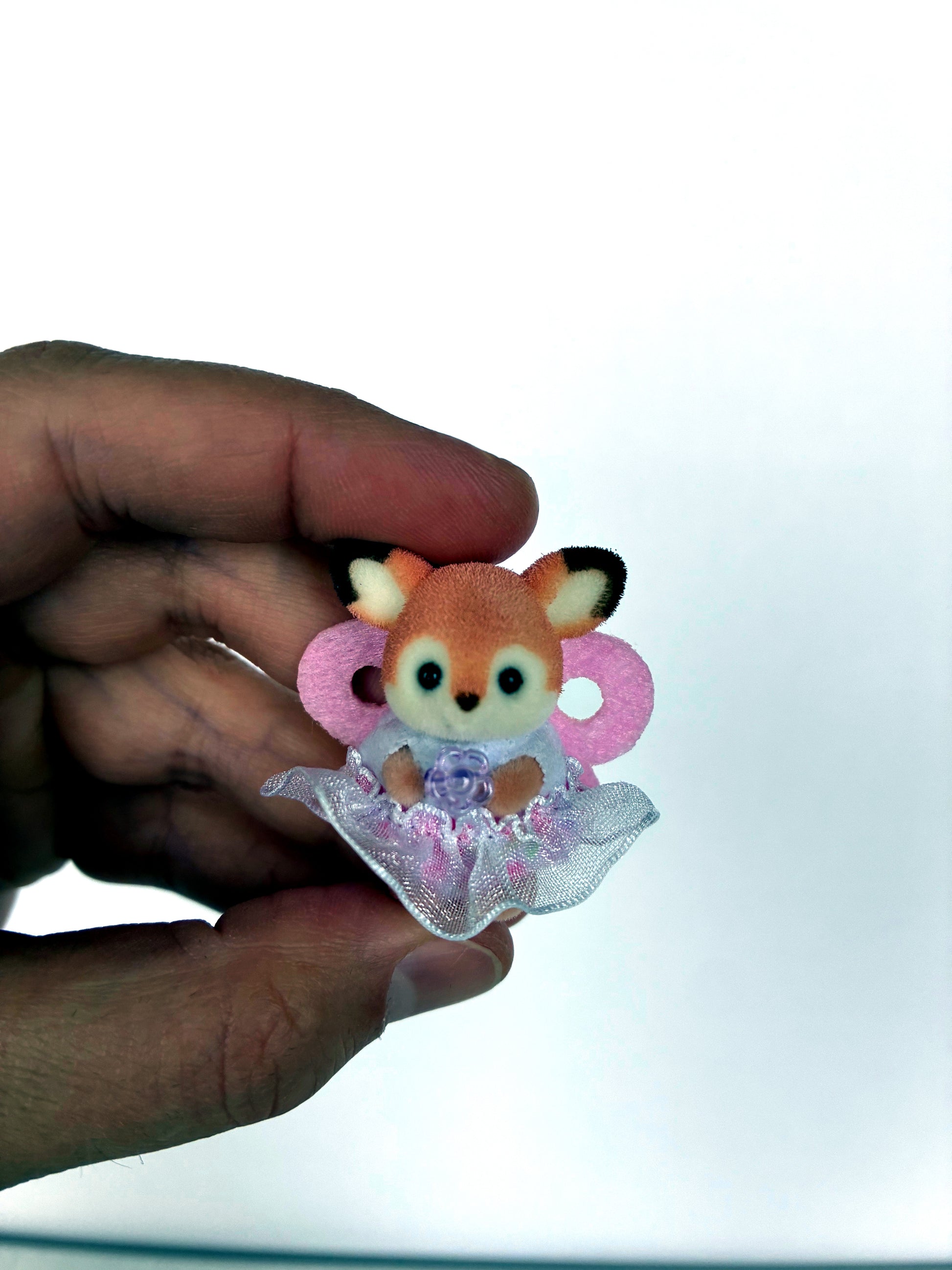 Calico Critters Sylvanian Families Deer baby with pink butterfly wings, Flowering Princesses, front view