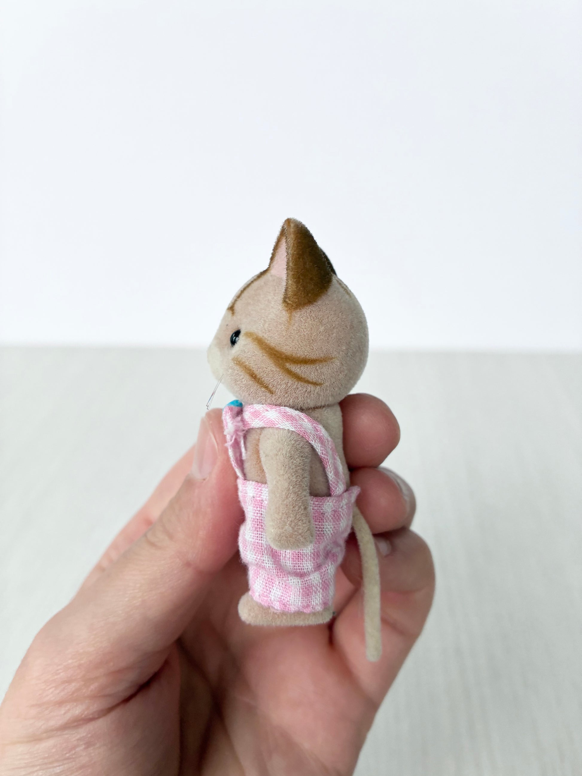 Calico Critters Sylvanian Families tabby cat boy side view with tail