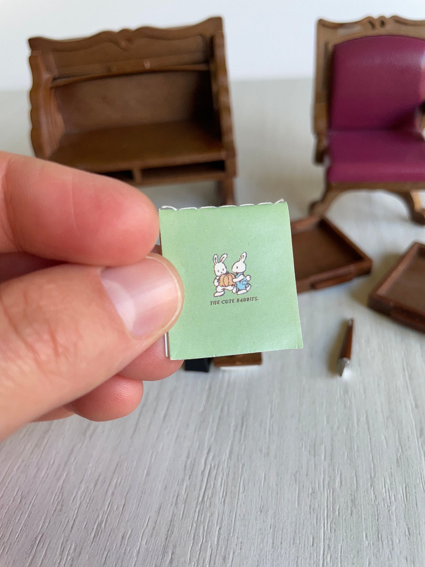 Vintage Sylvanian Families writing desk drawer detail — Calico Critters
