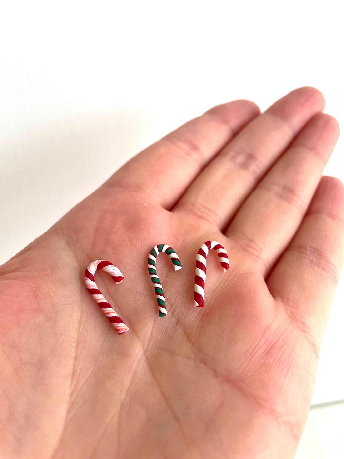 handmade miniature candy canes, 3 per order, dollhouse holiday props, 1:12, sylvanian and small mini decorations, christmas tree ornaments