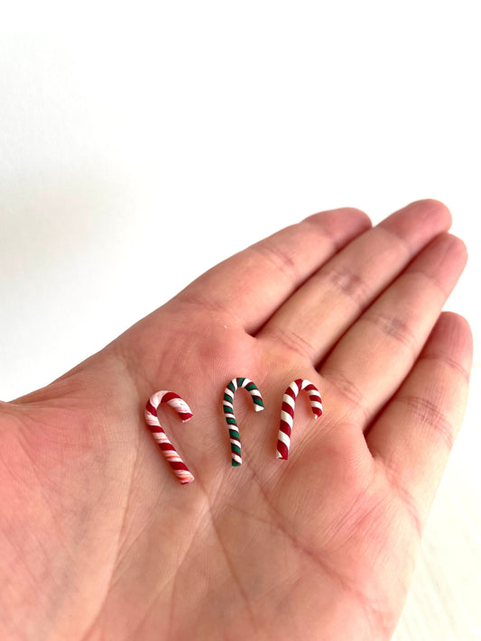 handmade miniature candy canes, 3 per order, dollhouse holiday props, 1:12, sylvanian and small mini decorations, christmas tree ornaments