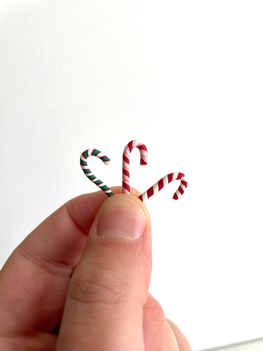 handmade miniature candy canes, 3 per order, dollhouse holiday props, 1:12, sylvanian and small mini decorations, christmas tree ornaments