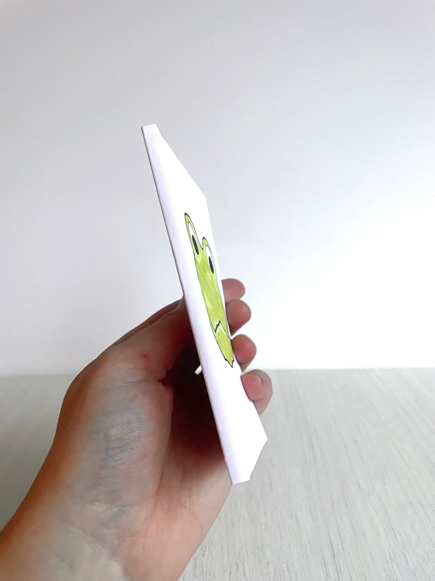 Handmade frog pocket notebook, original art journal diary, mini sketch pad, blank pages, read full description, cute gift, stocking stuffer.