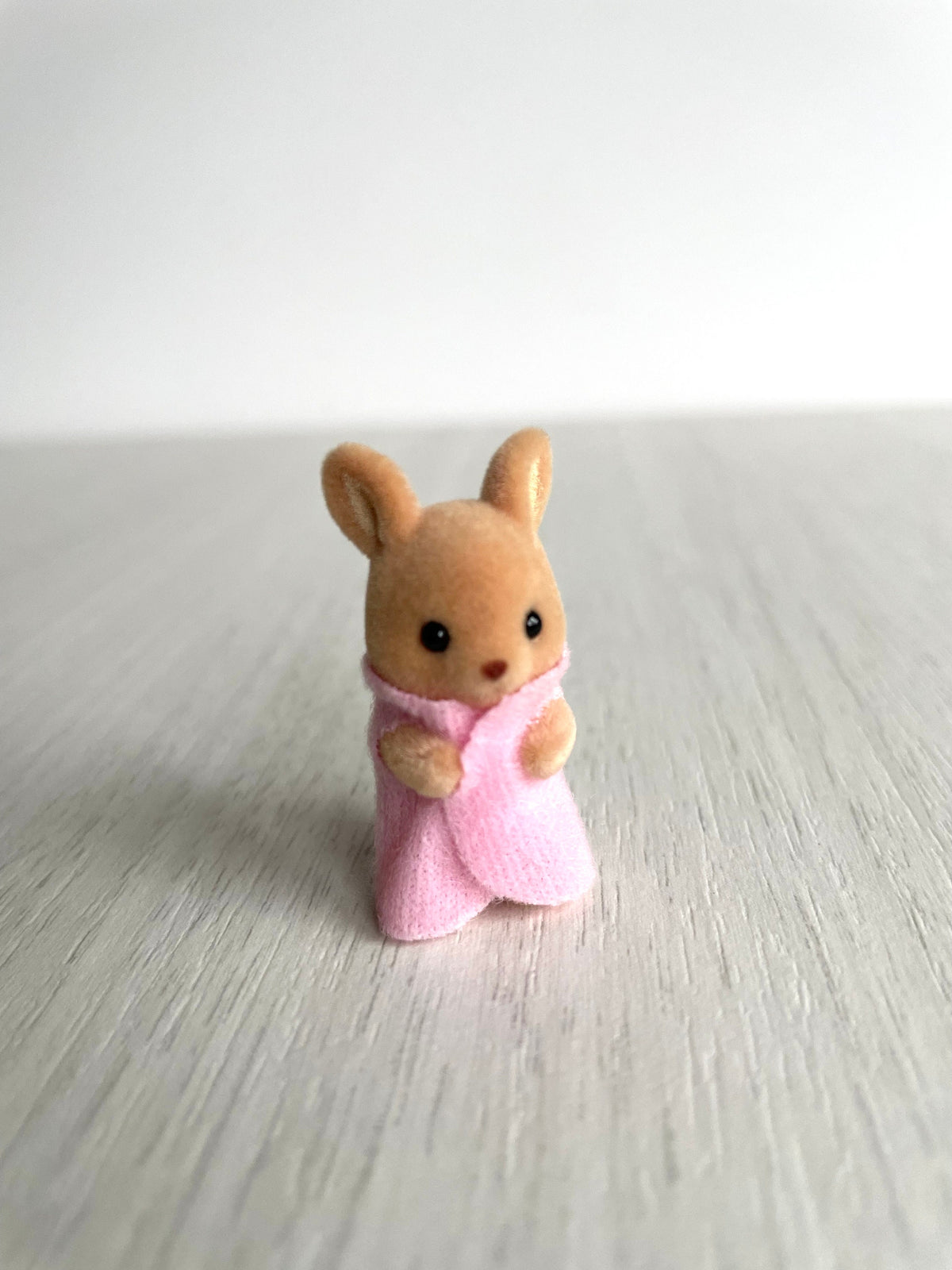 Calico Critters baby kangaroo replacement, tiny newborn baby Kangaroo critter with pink blanket outfit