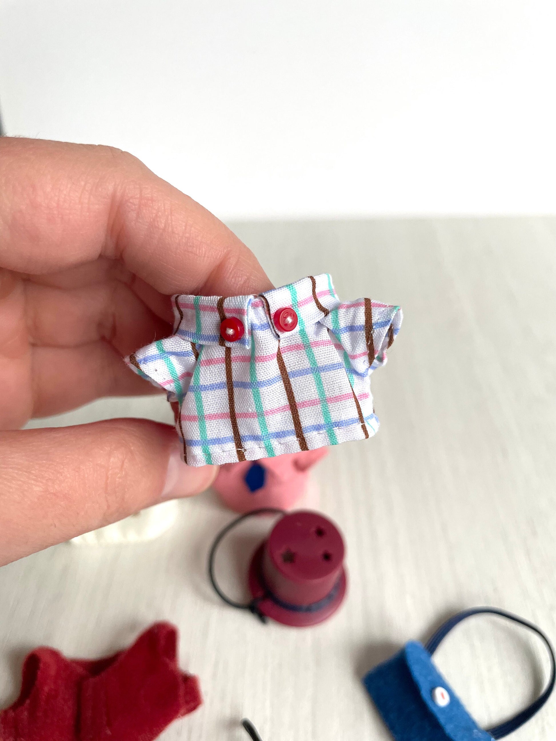 Calico Critters Sylvanian Families checkered button shirt for adult dad figure