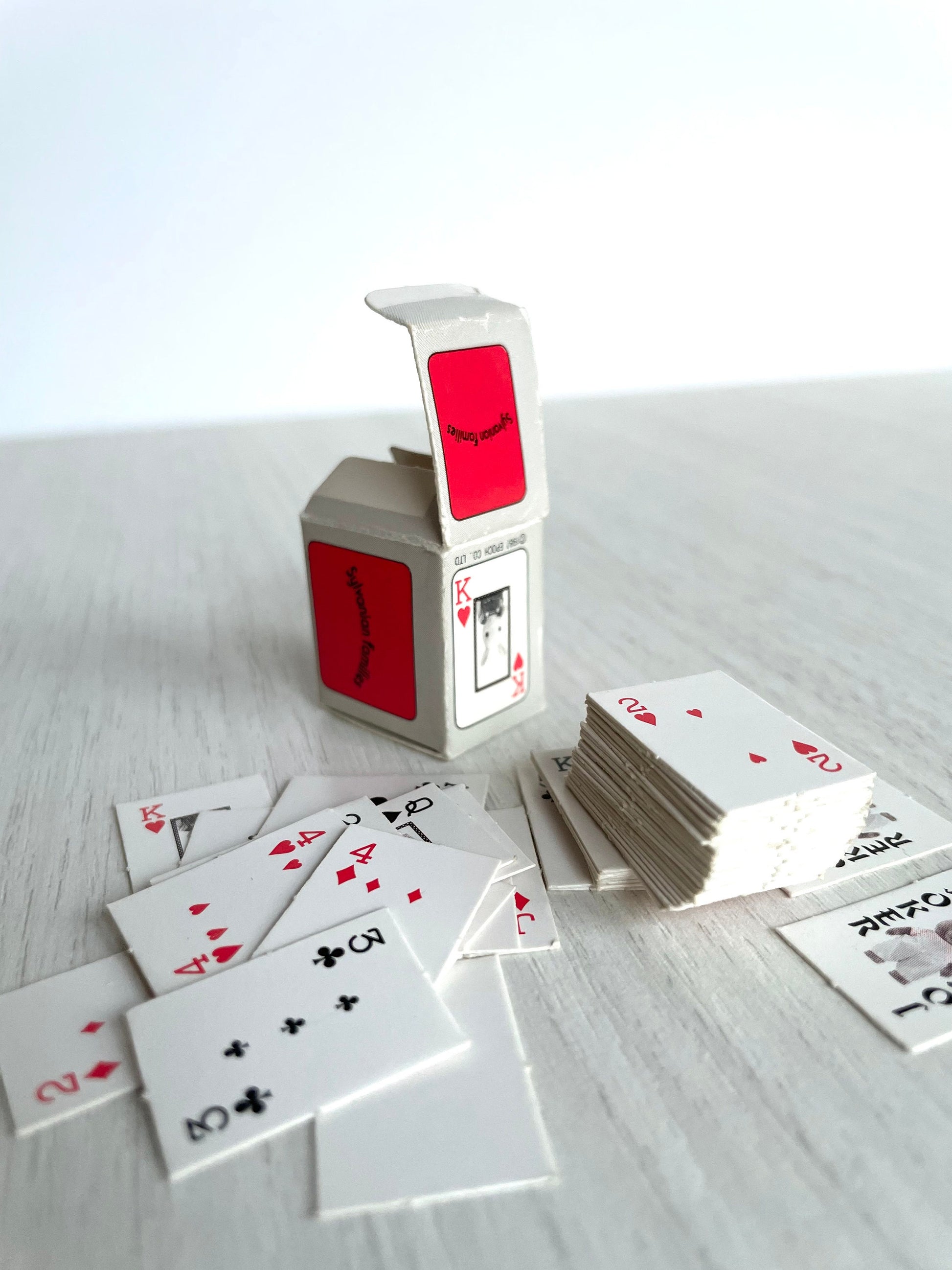 Vintage Sylvanian Families playing deck of cards set, complete set with card box and King, Queen, Jack, Ace. Discontinued set from England