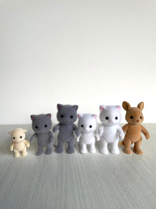 Persian Cat Calico Critters spare critters, you pick individual animal: baby goat, white or gray Persian cats, kangaroo, Sylvanian Families.