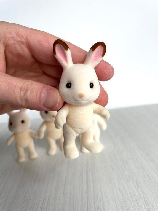 Child Hopscotch rabbit (brown nose) spare critter — brand new Calico Critters / Sylvanian Families figure, naked for customizing or replacement