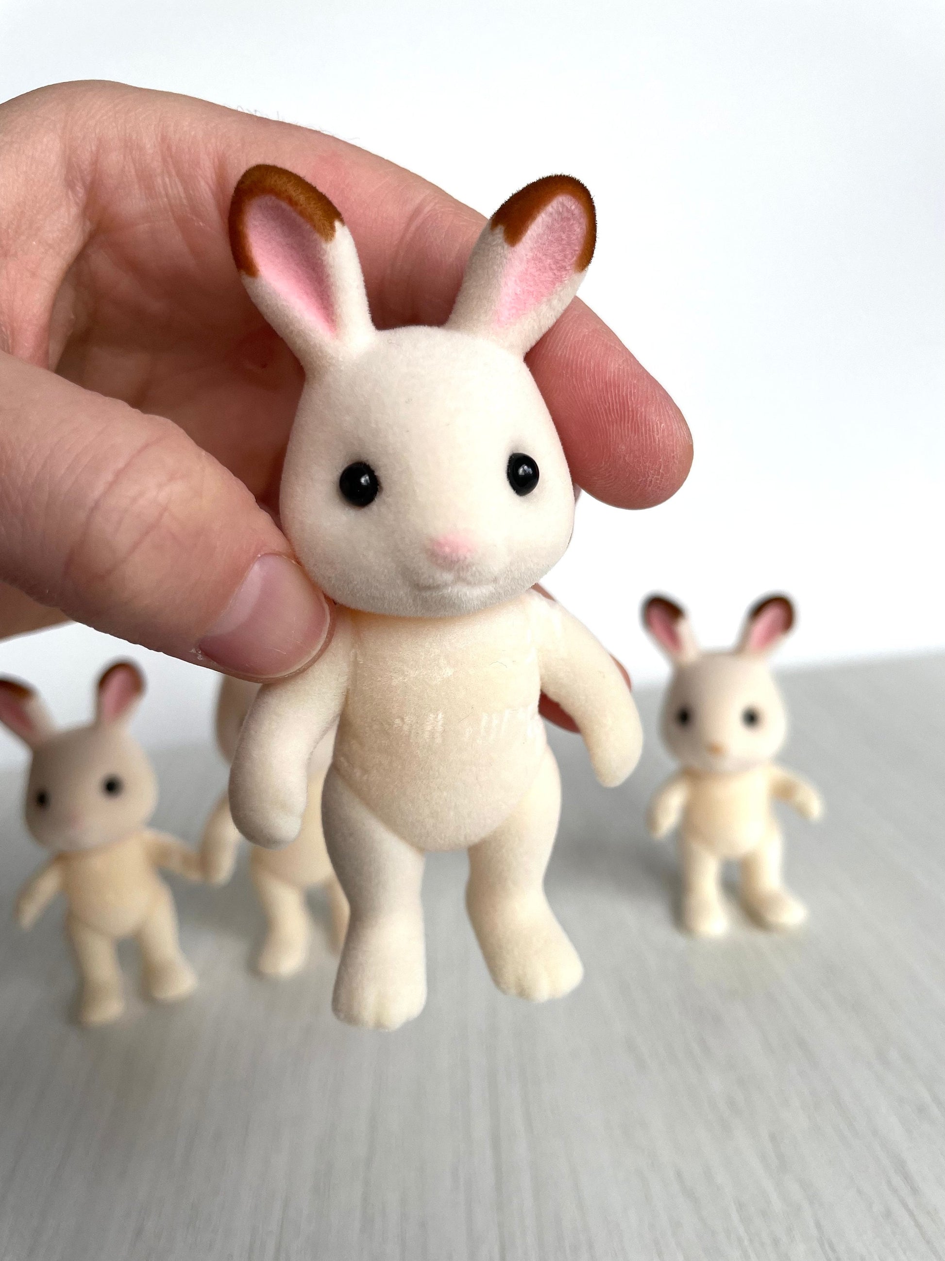 Adult Hopscotch rabbit (pink nose) spare critter — brand new Calico Critters / Sylvanian Families figure, naked for customizing or replacement