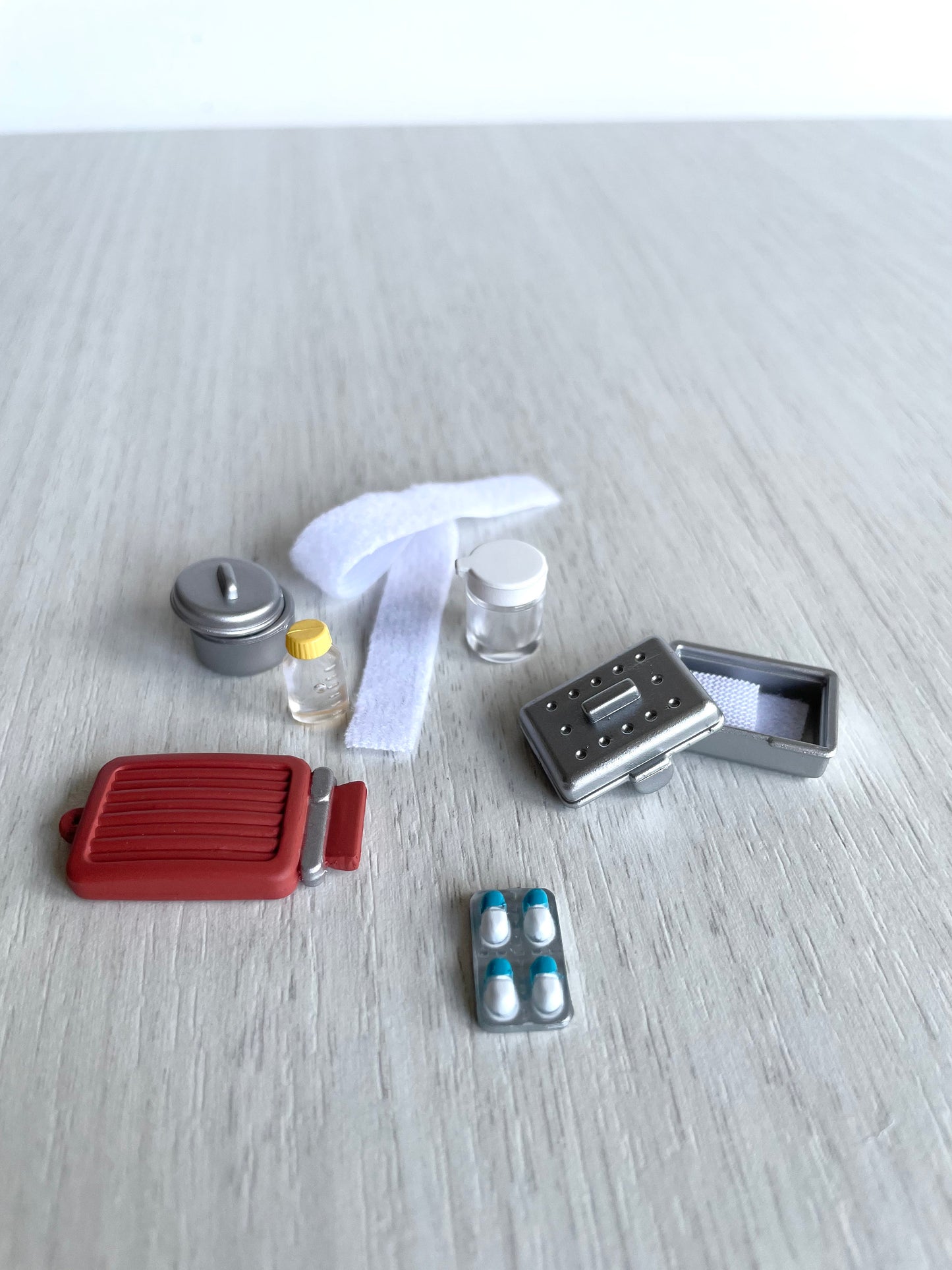miniature medical equipment, Hot water bottle replacement, medicine, & bandages.  hospital accessories, spare parts, country clinic hospital — Calico Critters / Sylvanian Families