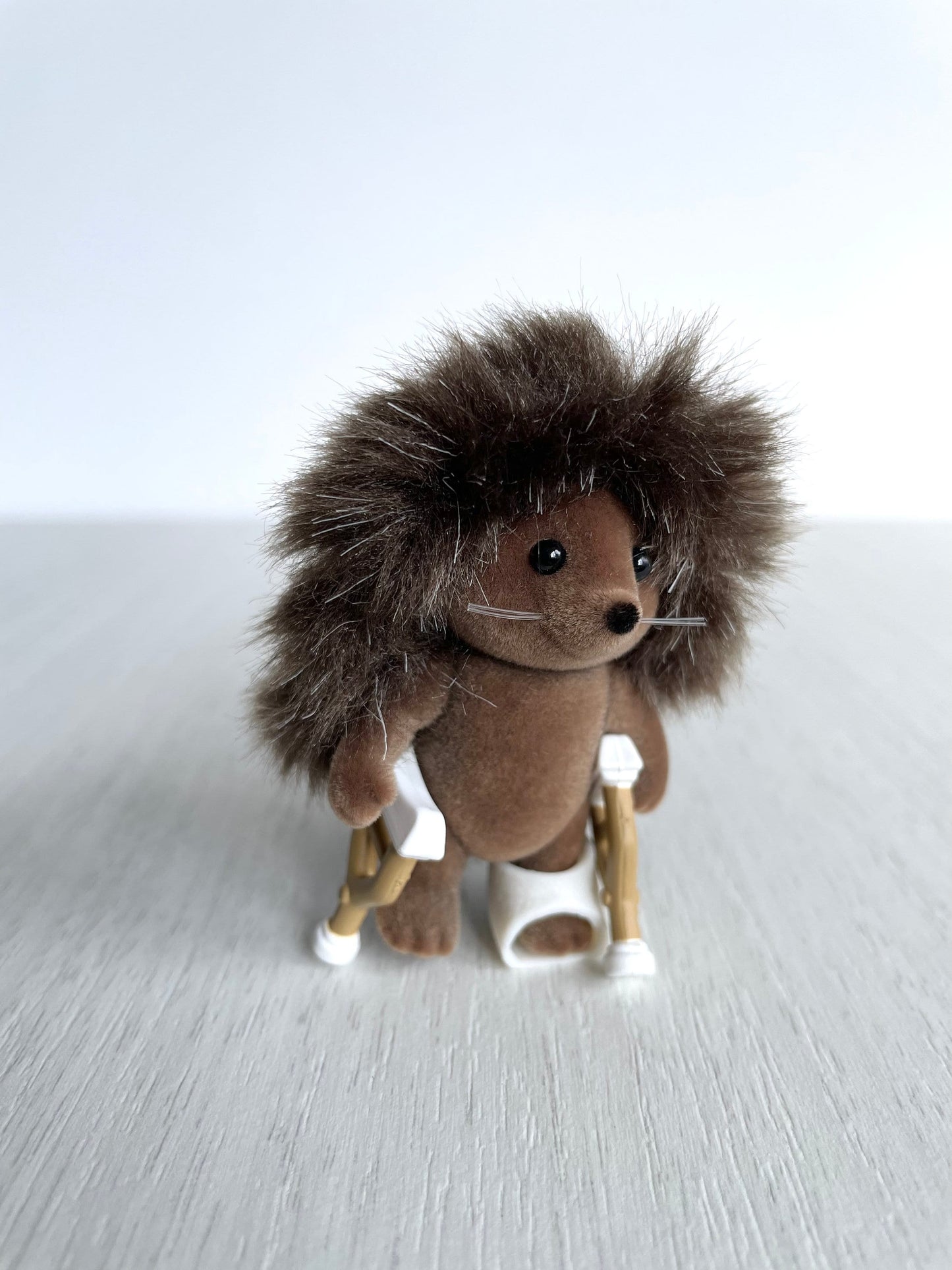 Get well soon gift with hedgehog, cast and crutches miniature forest animal, Calico Critters spare parts for hospital or medical, brand new out of box. Broken leg figurine