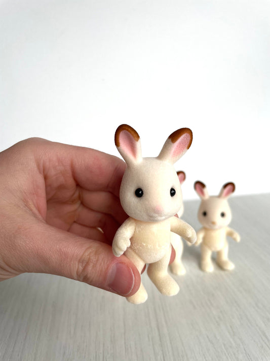 Child Hopscotch rabbit (pink nose) spare critter — brand new Calico Critters / Sylvanian Families figure, naked for customizing or replacement
