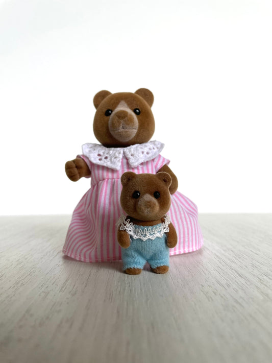 Marmalade bear mama and baby — vintage Sylvanian Families / Calico Critters