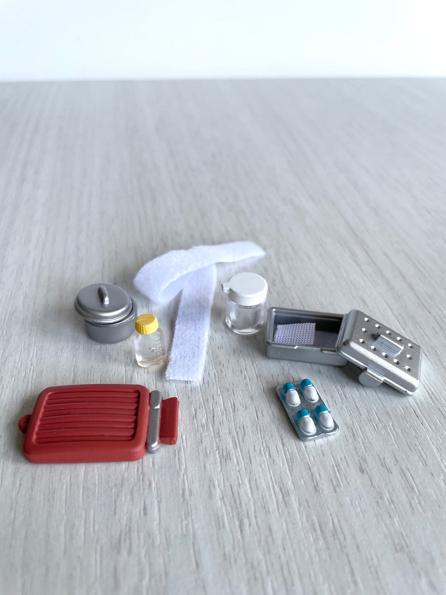 miniature medical equipment, Hot water bottle replacement, medicine, & bandages.  hospital accessories, spare parts, country clinic hospital — Calico Critters / Sylvanian Families