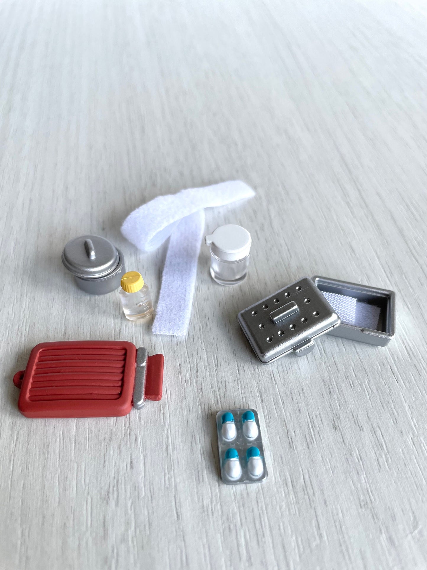 miniature medical equipment, Hot water bottle replacement, medicine, & bandages.  hospital accessories, spare parts, country clinic hospital — Calico Critters / Sylvanian Families
