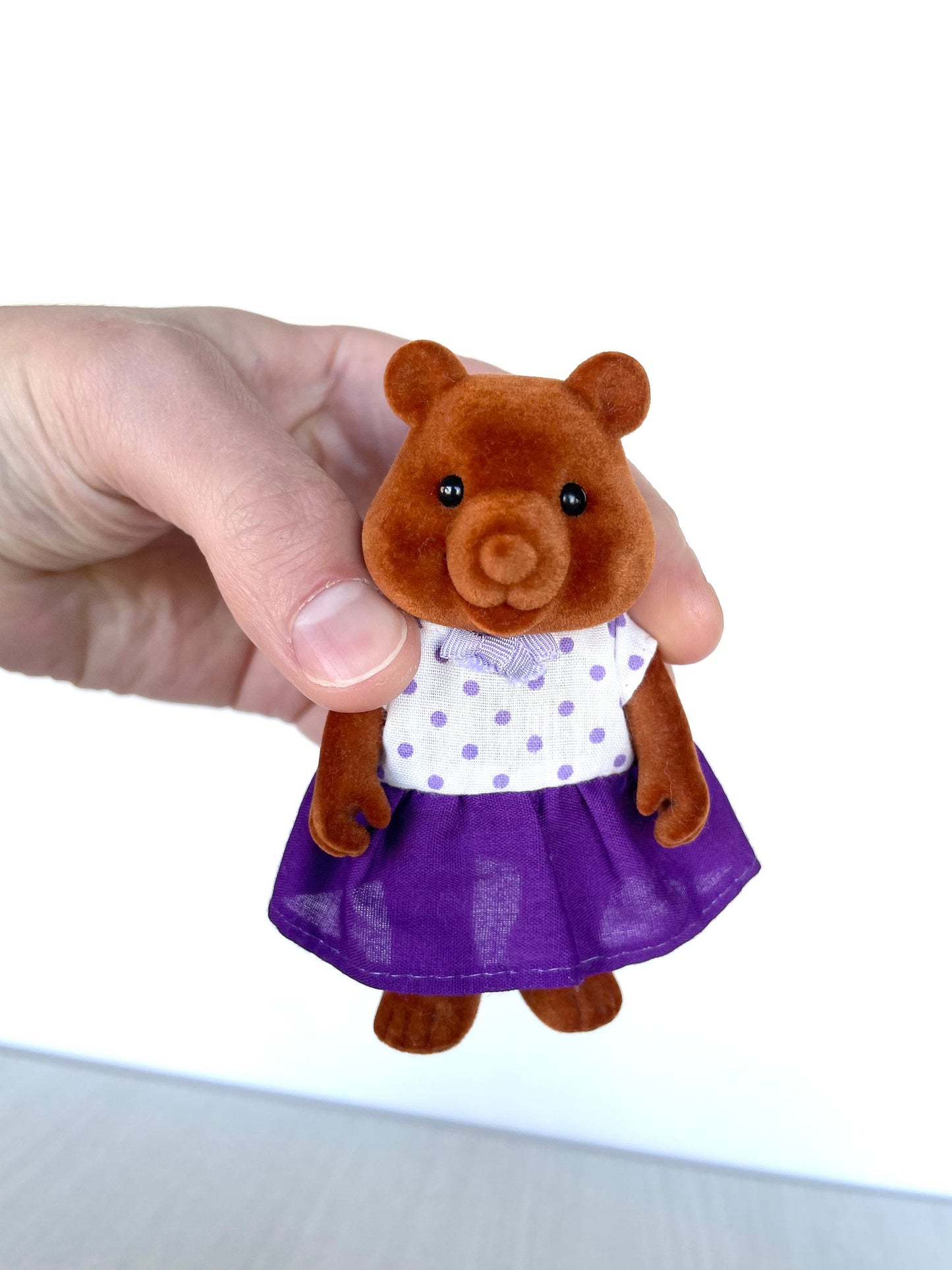Vintage bear family flocking detail — Forest Families / Sylvanian Families / Calico Critters