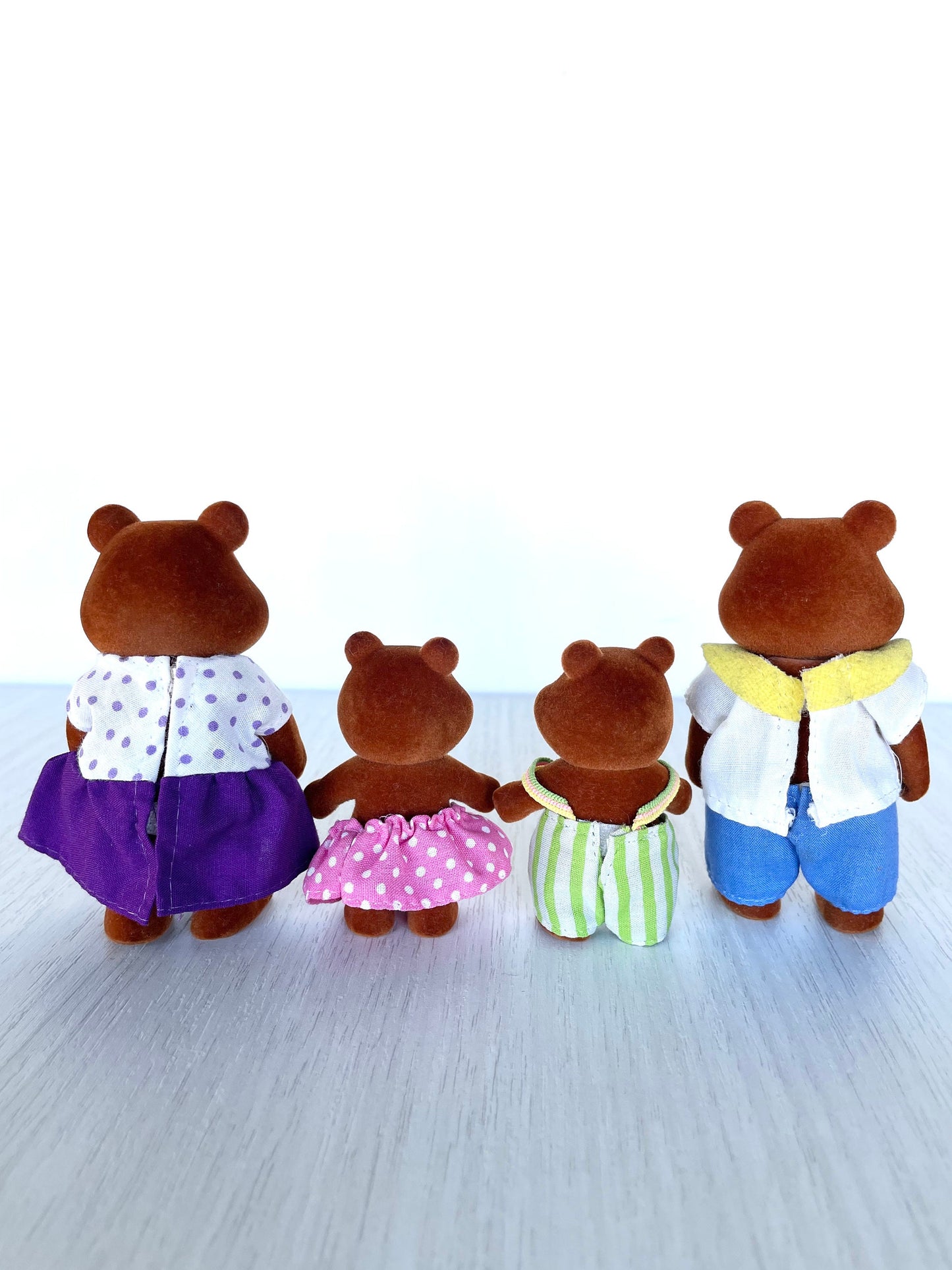Bärenwald bears in authentic Forest Families outfits — vintage Sylvanian Families / Calico Critters