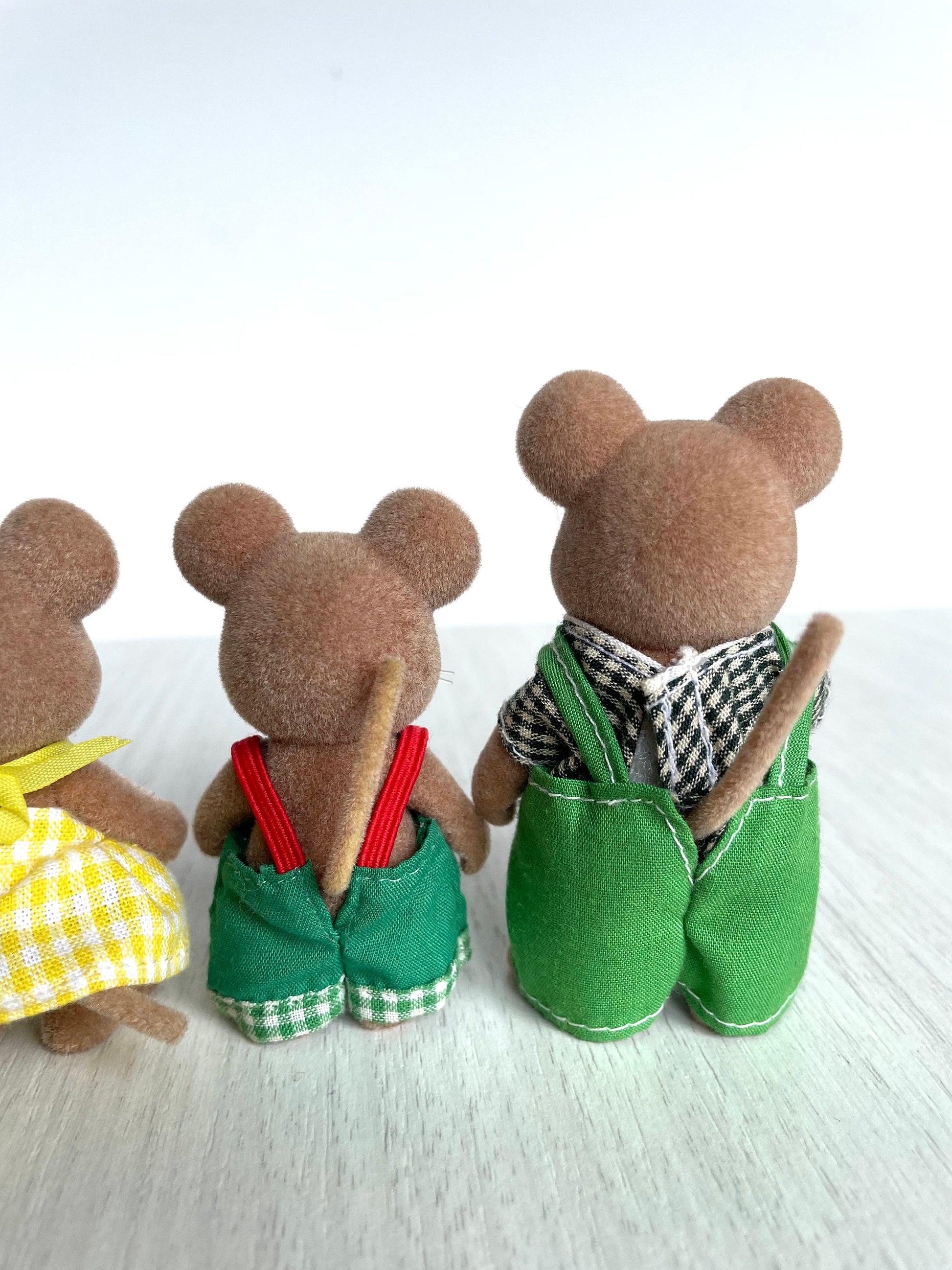 Sylvanian Families Norwood mice tails and flocking — Calico Critters vintage