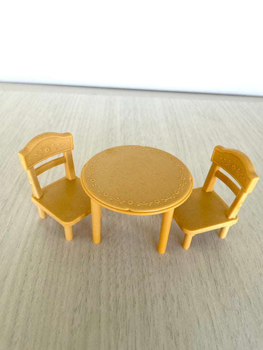 Calico Critters table with two chairs, new replacement part for kitchen or dining room, furniture for miniatures or dollhouse