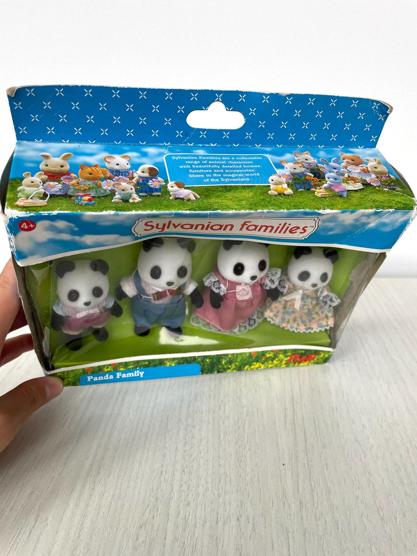 Flair era Bamboo Panda parents and babies — vintage Sylvanian Families / Calico Critters