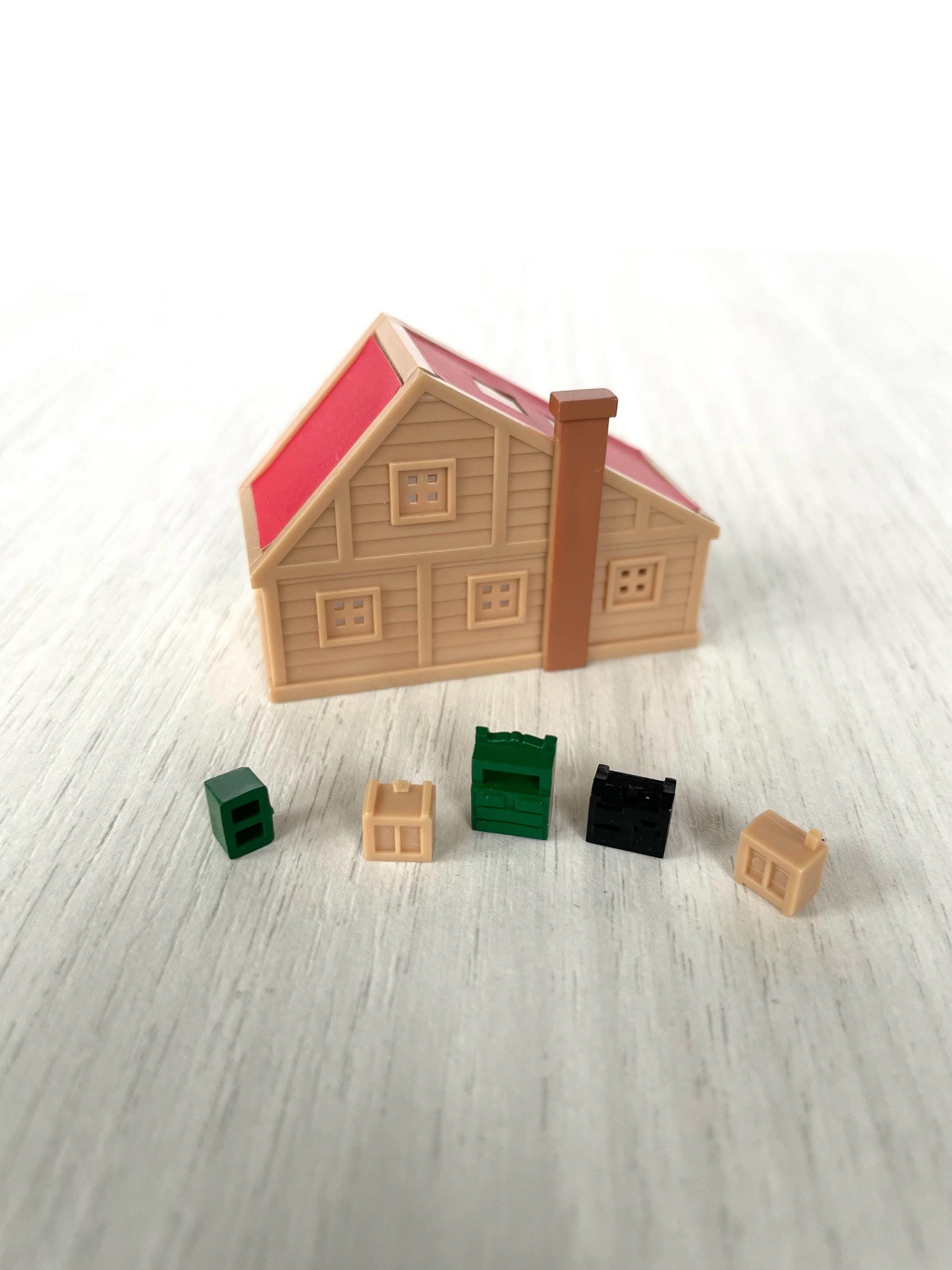 Miniature dollhouse with tiny furniture — vintage Sylvanian Families / Calico Critters