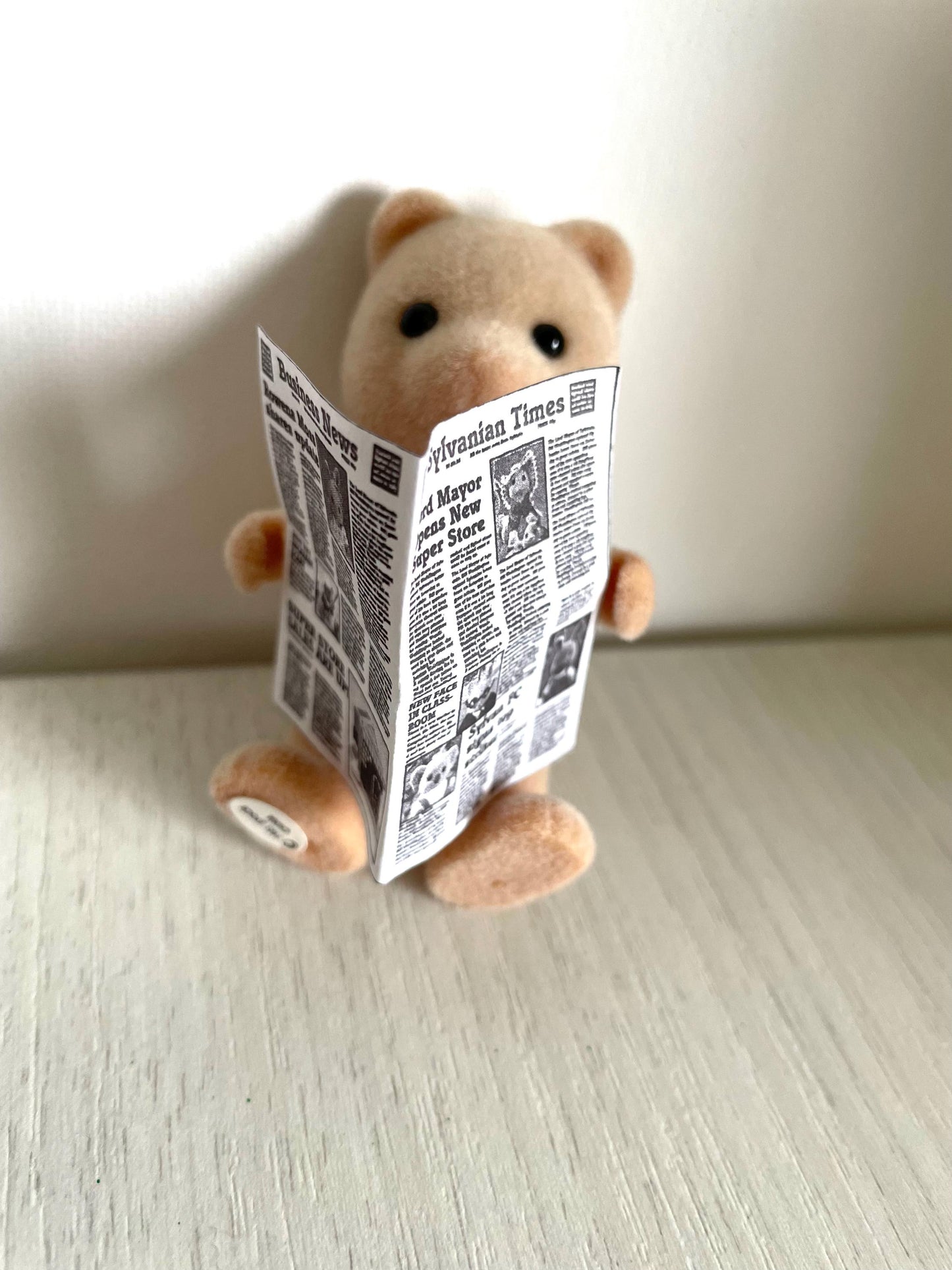 Miniature newspapers for dollhouses, Calico Critters, Sylvanian Families, accessories featuring animals in the headlines, no string included