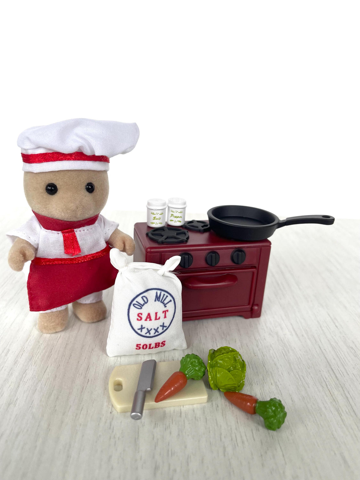 Vintage Bear Chef with Red Stove, Calico Critters Sylvanian Families, photo 4