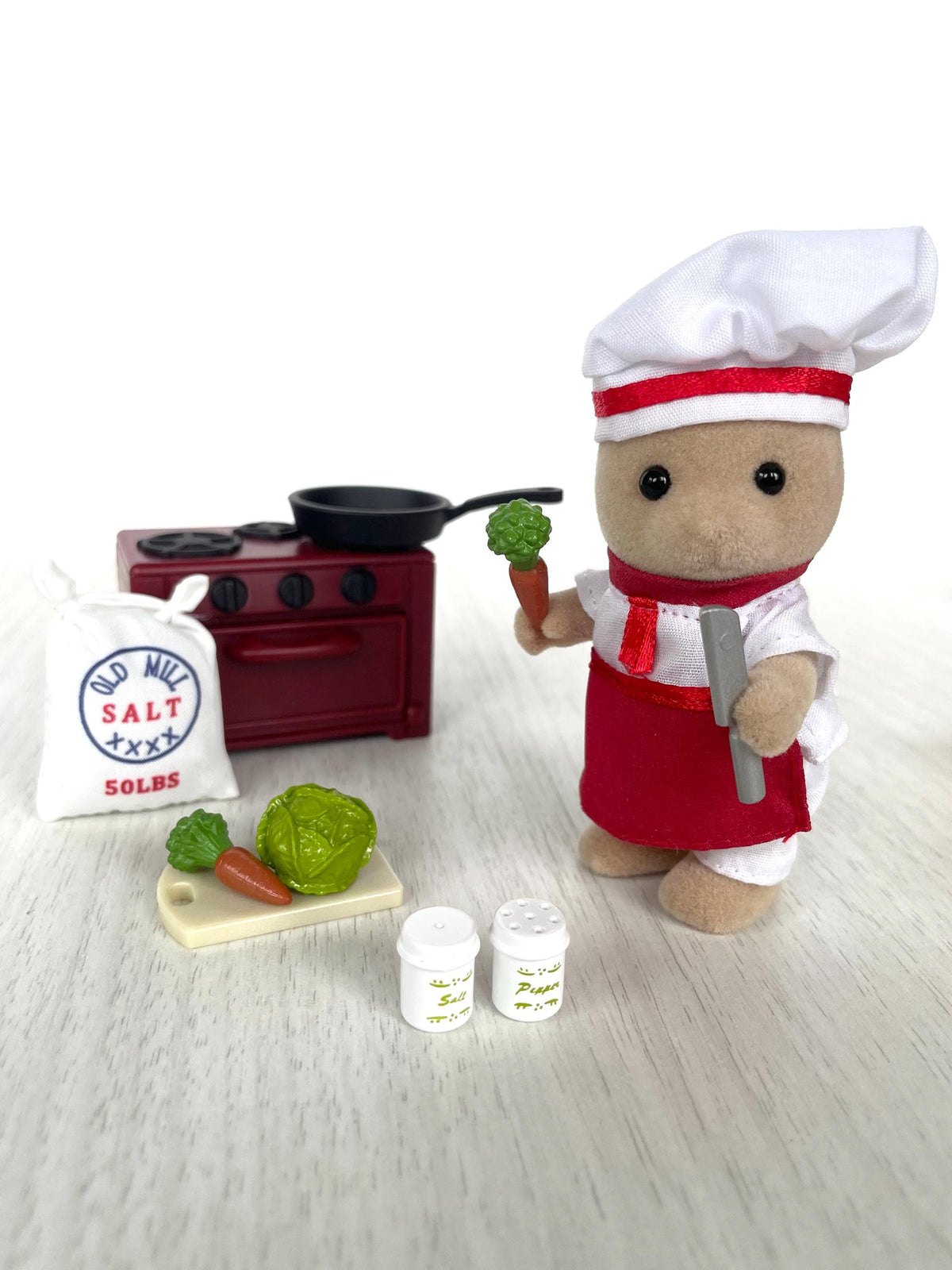 Vintage Bear Chef with Red Stove, Calico Critters Sylvanian Families, photo 2
