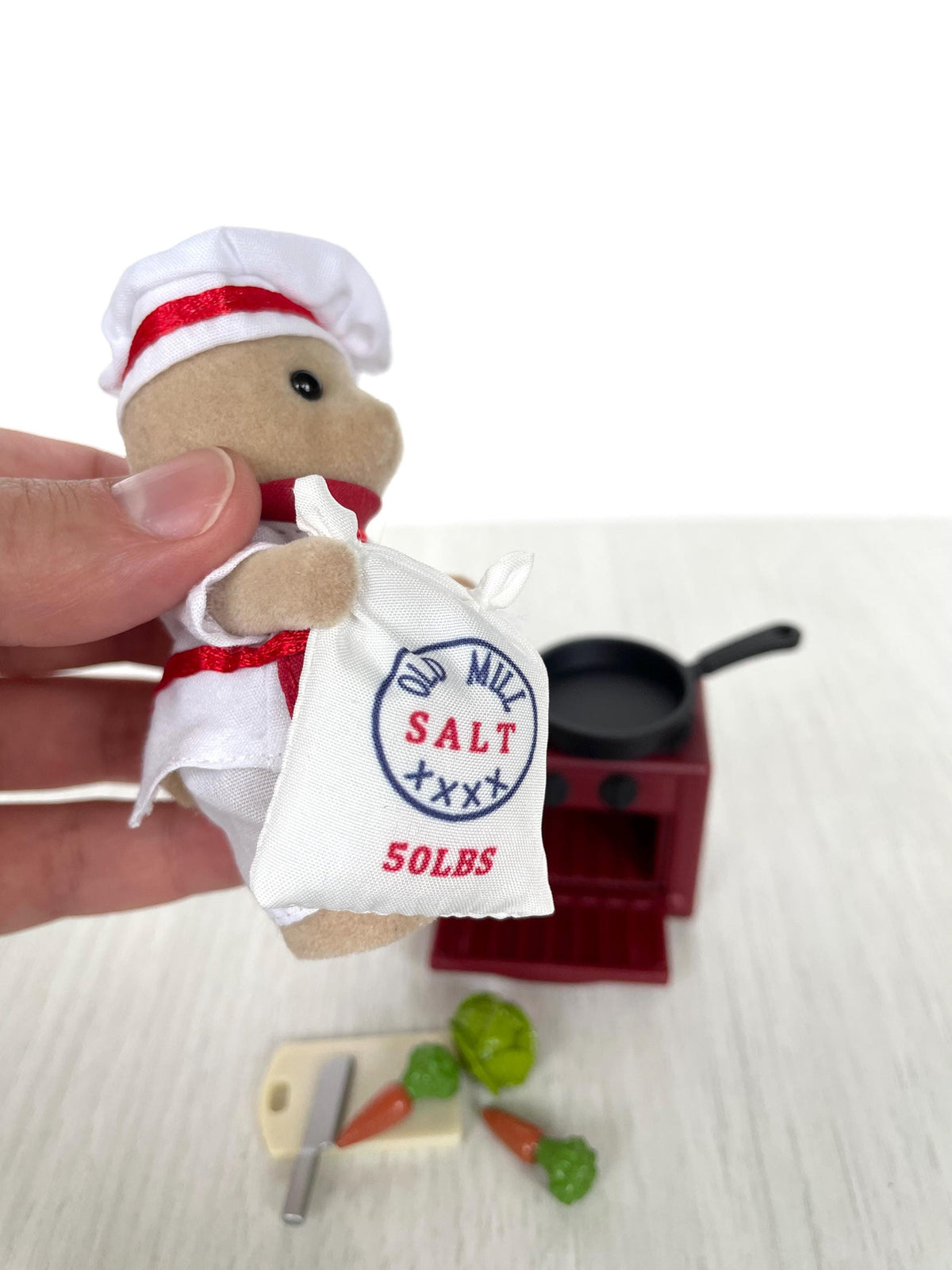 Vintage Bear Chef with Red Stove, Calico Critters Sylvanian Families, photo 8