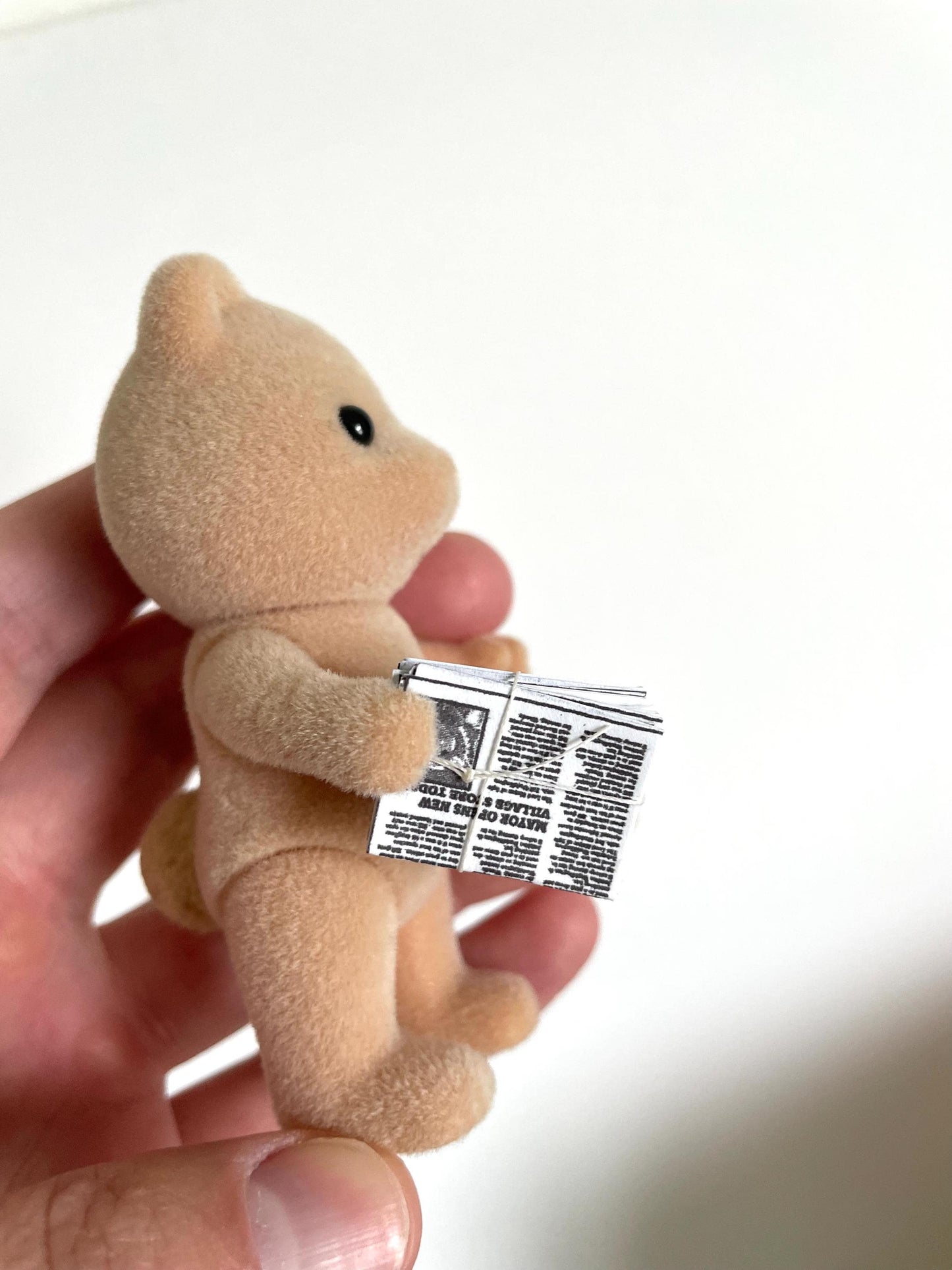 Miniature newspapers for dollhouses, Calico Critters, Sylvanian Families, accessories featuring animals in the headlines, no string included