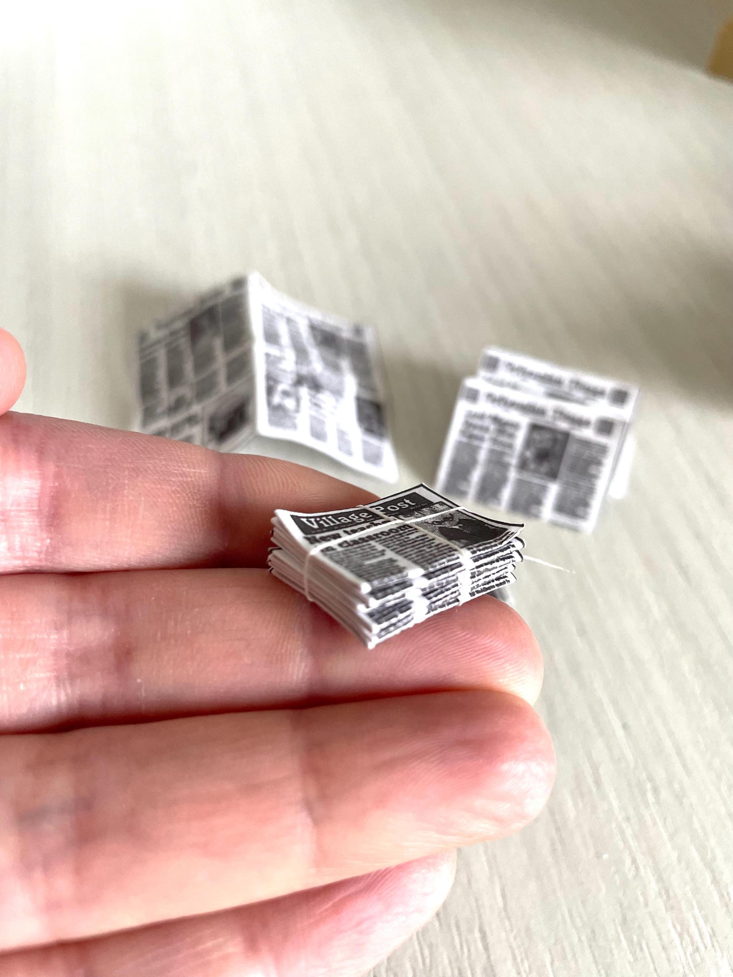 Miniature newspapers for dollhouses, Calico Critters, Sylvanian Families, accessories featuring animals in the headlines, no string included