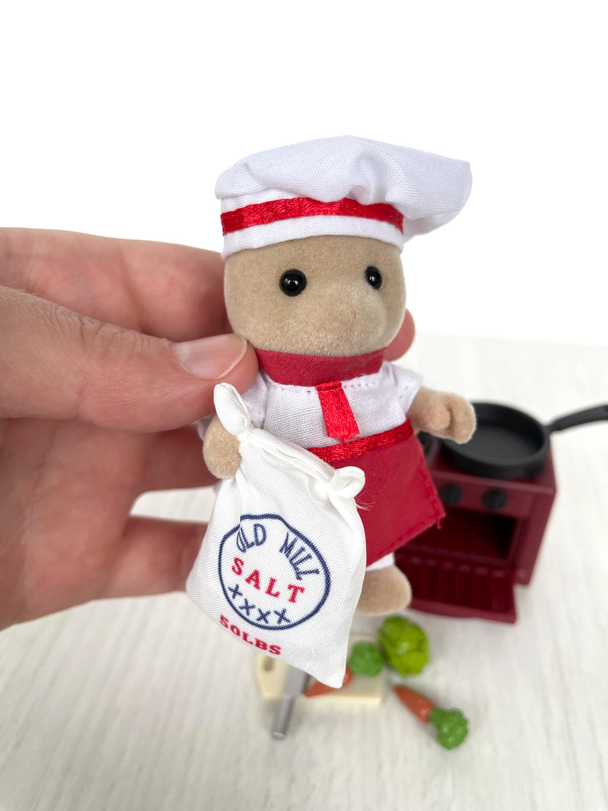 Vintage Bear Chef with Red Stove, Calico Critters Sylvanian Families, photo 9