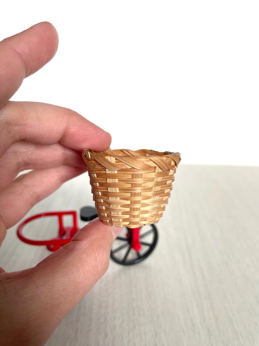 Vintage Sylvanian red bicycle with wicker basket, Calico Critters Collector's item from the United Kingdom