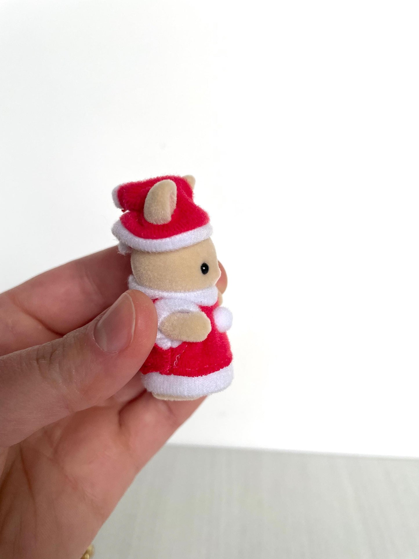 Baby santa Henry Calico Critters animal figurine, stocking stuffer for kid, Christmas themed gift, Sylvanian Santa's workshop