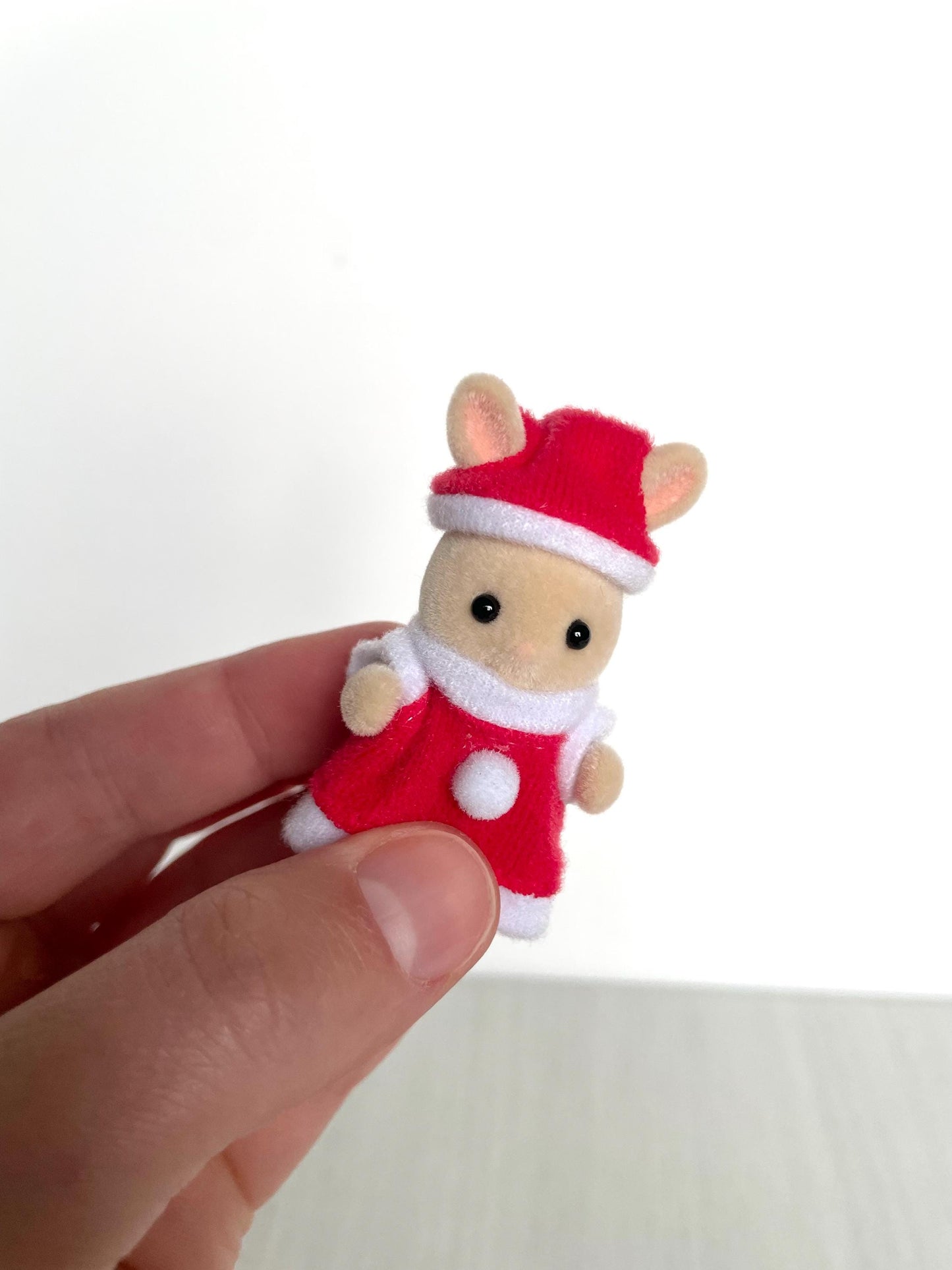 Baby santa Henry Calico Critters animal figurine, stocking stuffer for kid, Christmas themed gift, Sylvanian Santa's workshop