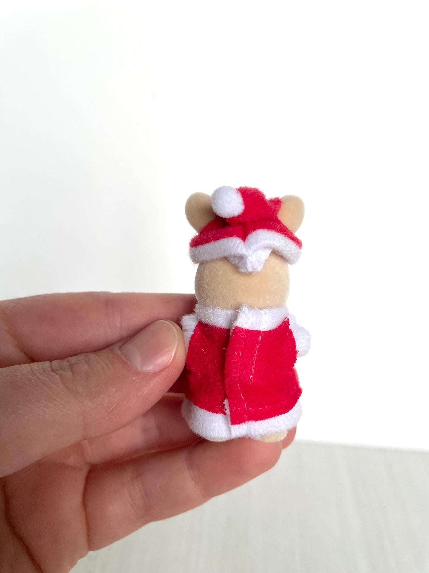 Baby santa Henry Calico Critters animal figurine, stocking stuffer for kid, Christmas themed gift, Sylvanian Santa's workshop