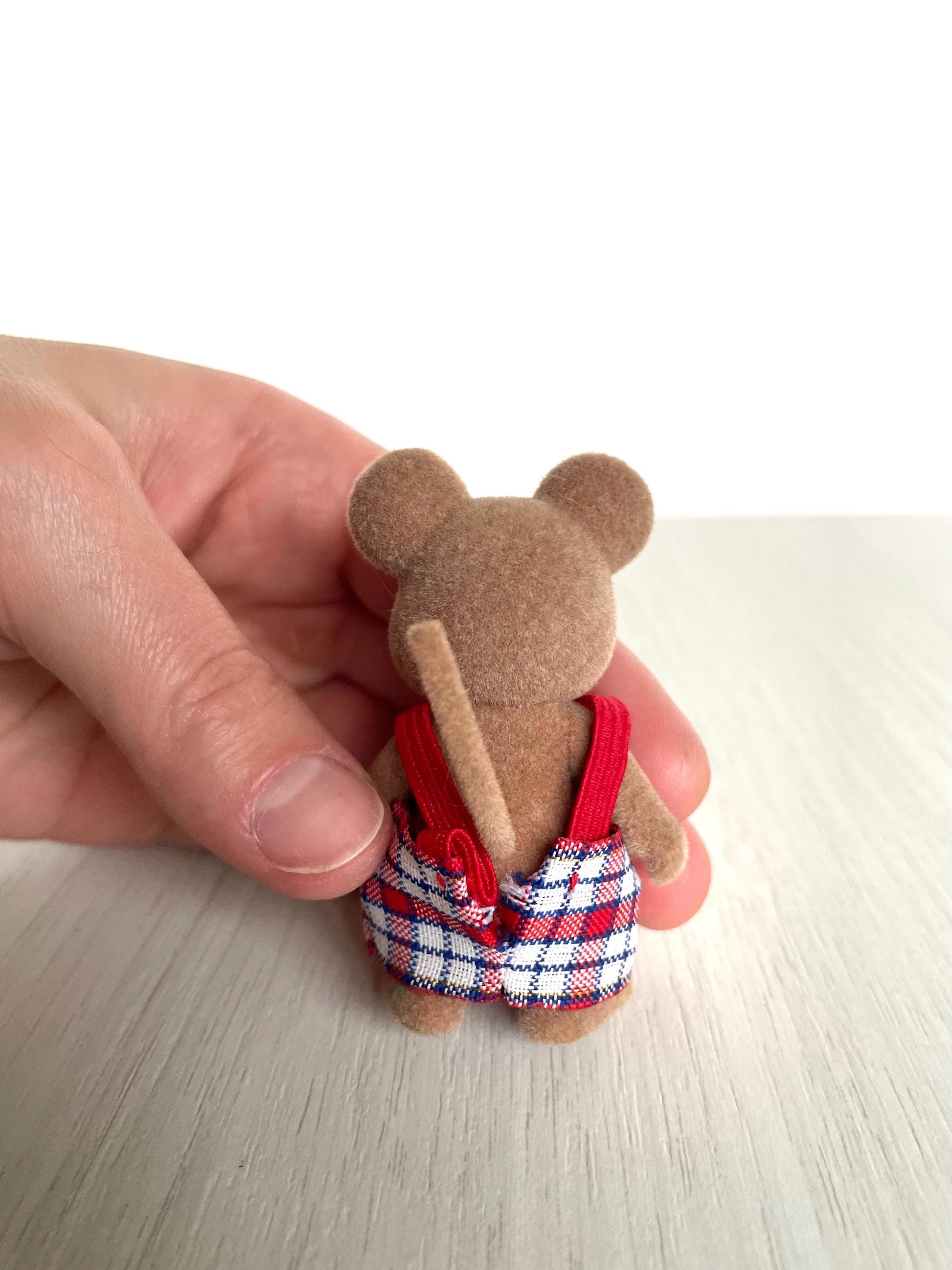 Dark brown mouse in overalls — Sylvanian Families / Calico Critters