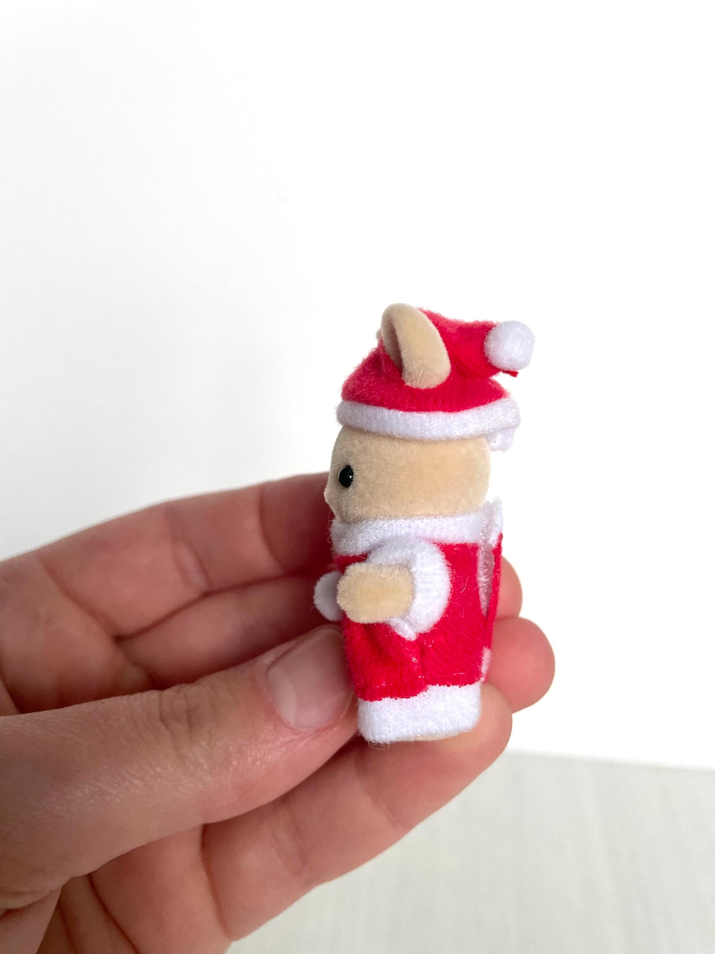 Baby santa Henry Calico Critters animal figurine, stocking stuffer for kid, Christmas themed gift, Sylvanian Santa's workshop