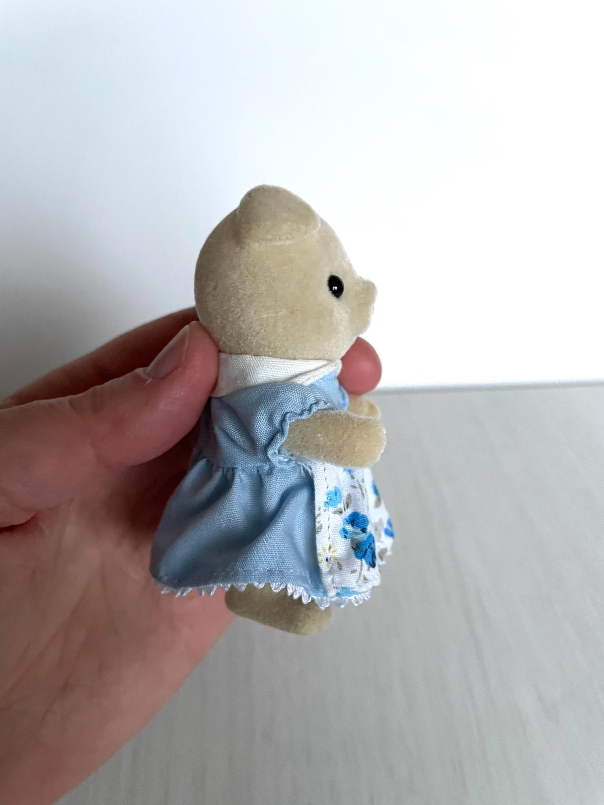 Calico Critters Pig Mom Figurine, Discontinued Sylvanian Blue Dress Miniature