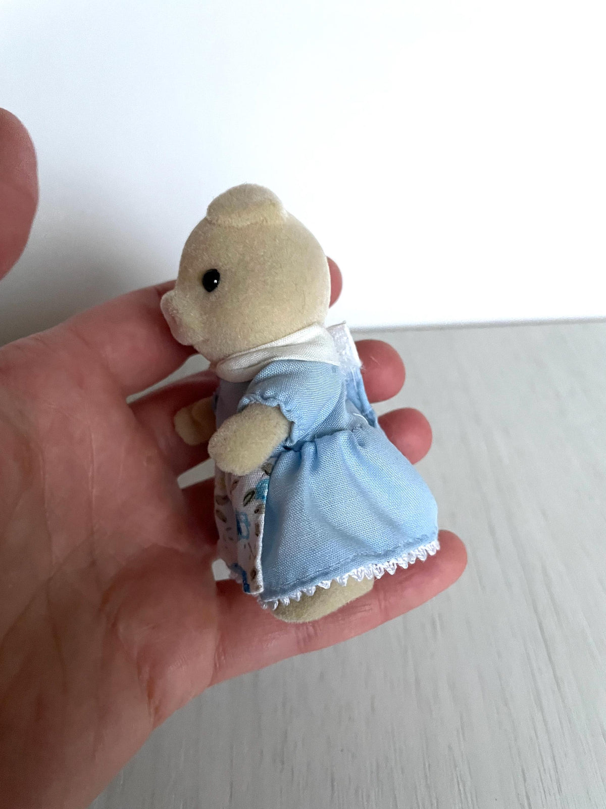 Calico Critters Pig Mom Figurine, Discontinued Sylvanian Blue Dress Miniature