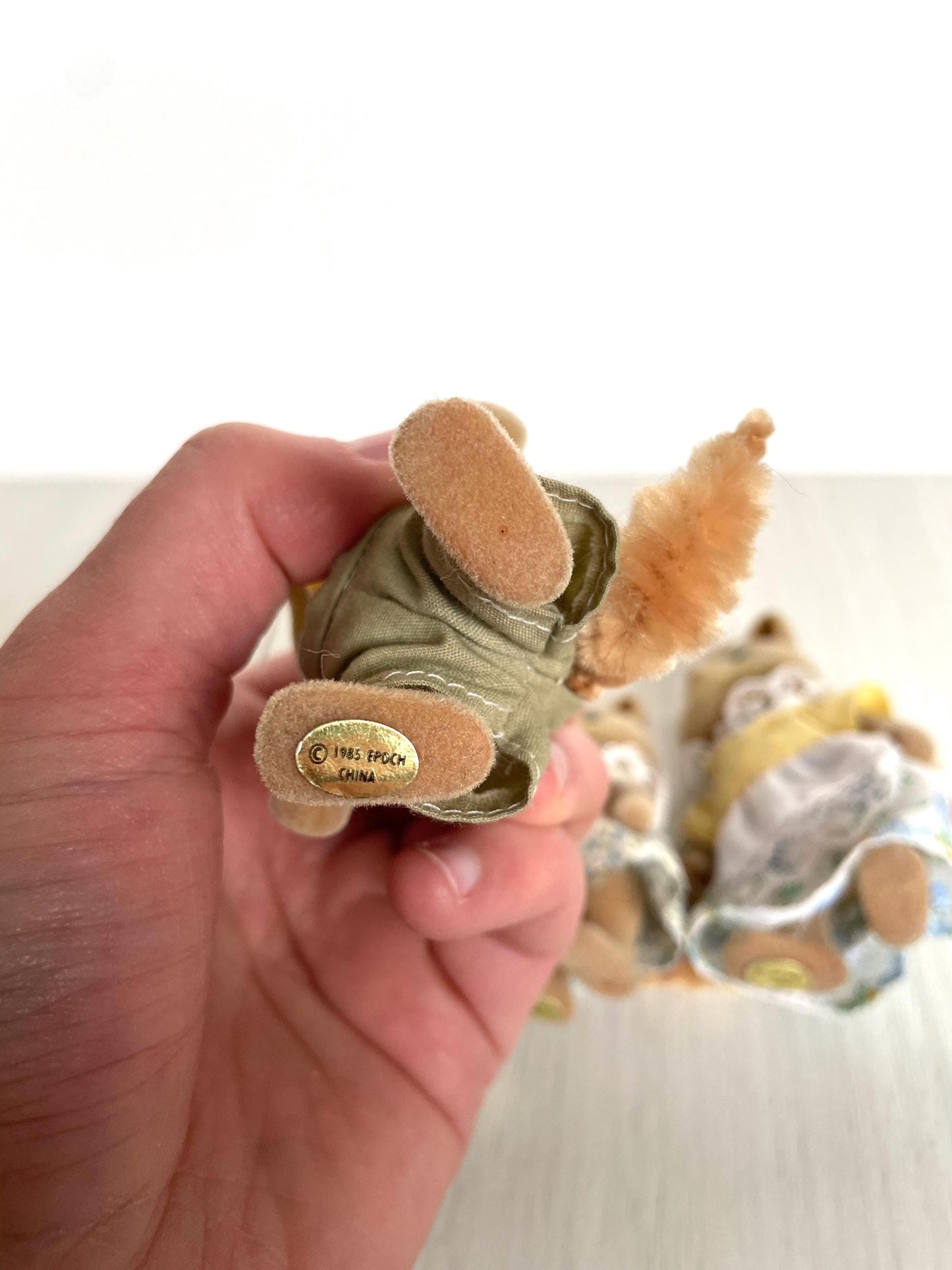 Vintage Honey Fox family flocking detail — Sylvanian Families / Calico Critters