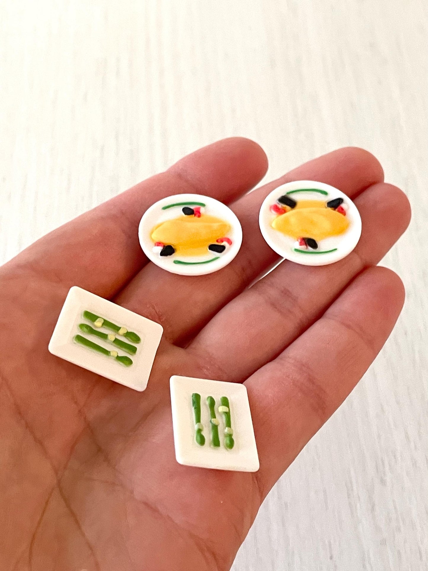 Calico Critters spare fancy dinners, asparagus and chicken dinner replacement parts for Sylvanian families kitchen delicious restaurant