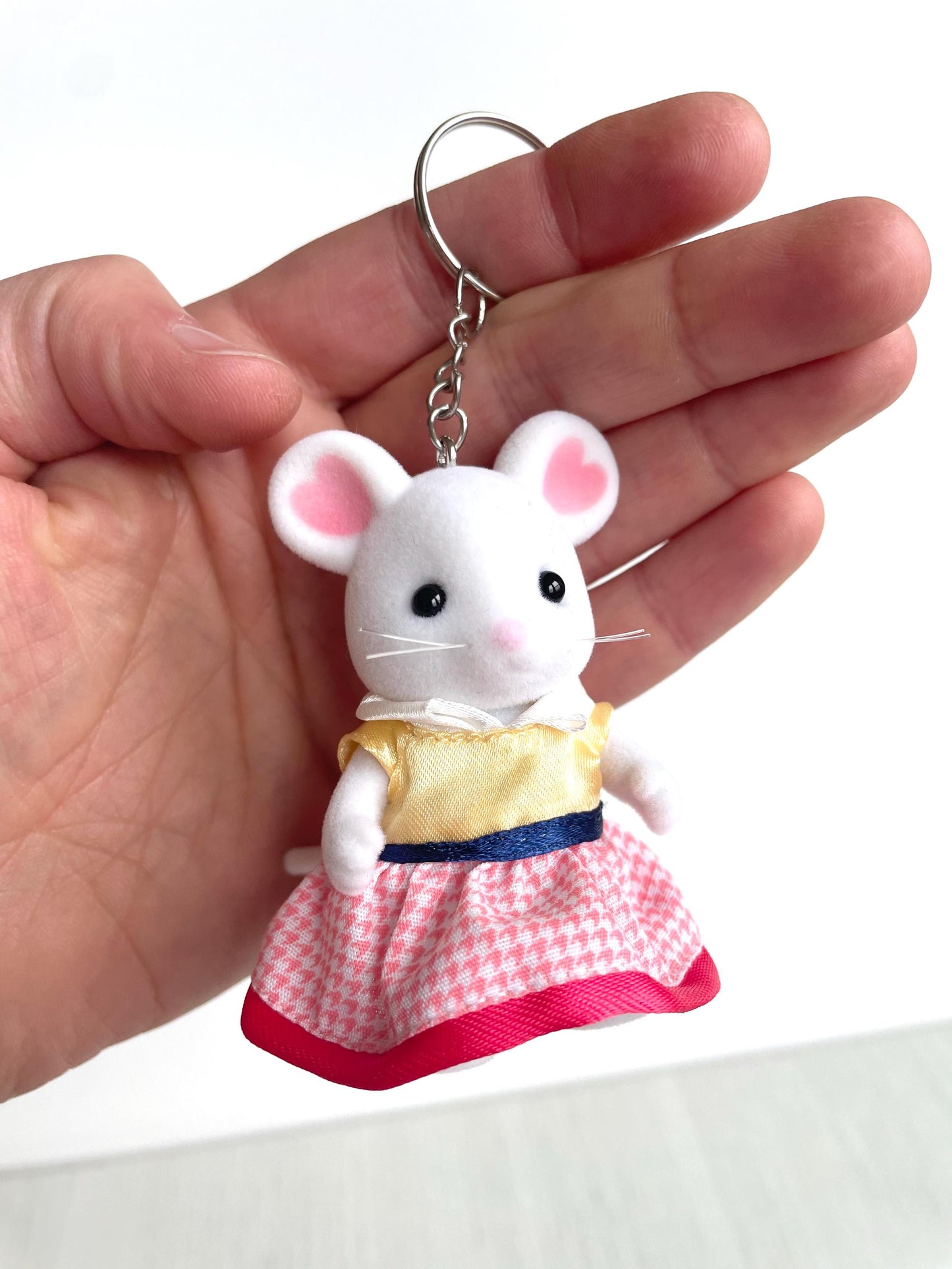 Handmade Calico Critters mouse animal keychain, miniature charm with cute animal design, perfect gift for collectors and animal lovers