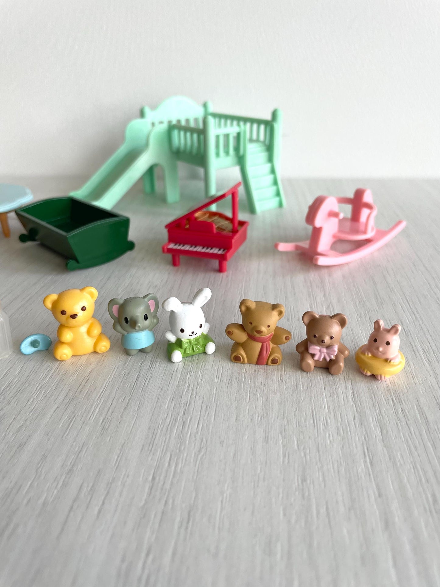 Miniature Calico Critters baby toys, pacifier, bottles, furniture replacement parts for Sylvanian babies, Calico Critters teddy bear