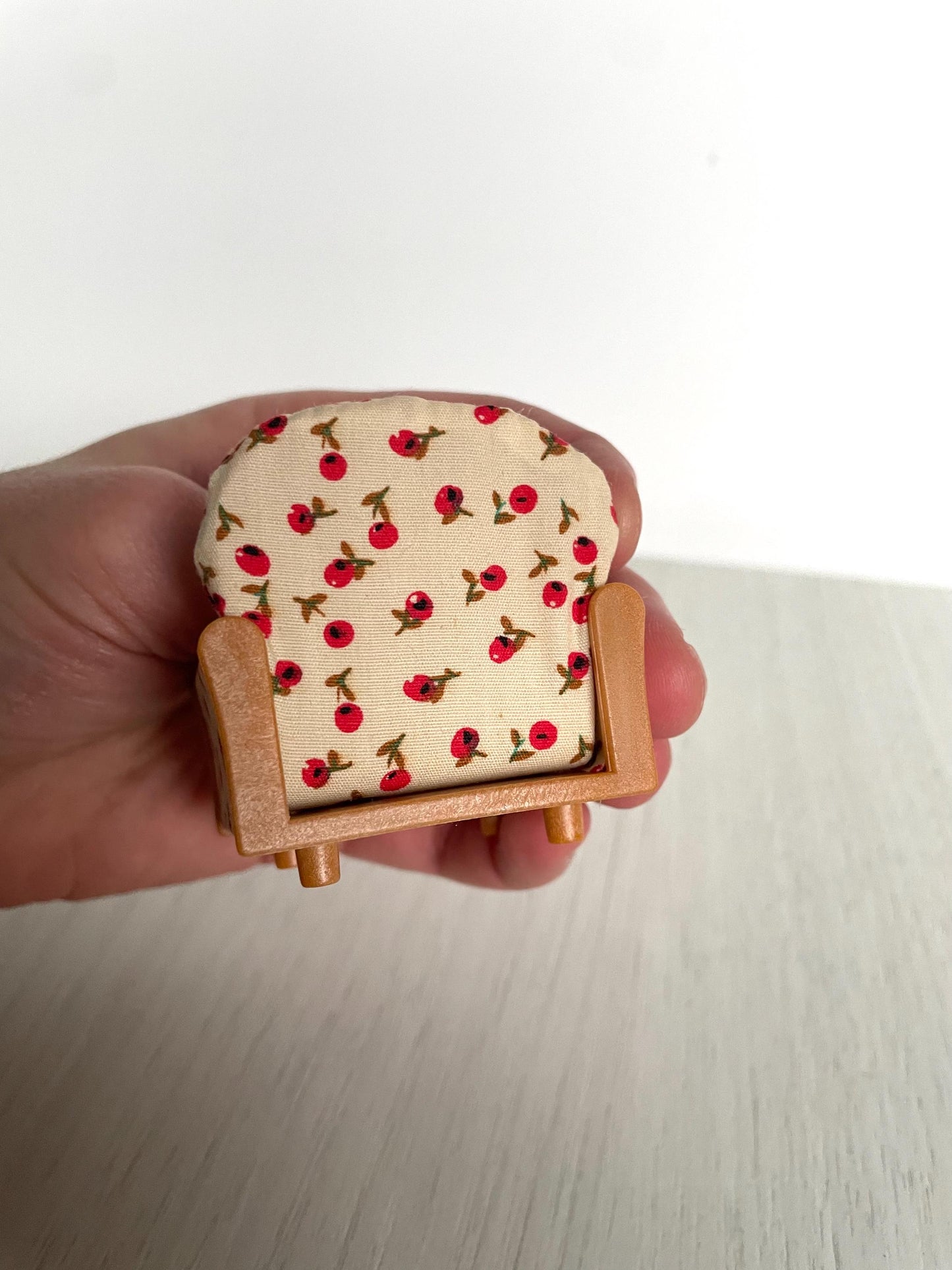 Miniature Red Floral Single Seat Sofa for Dollhouse | Tiny Accent Chair | Mini Furniture for Dollhouse Living Room | Small-Scale Furniture
